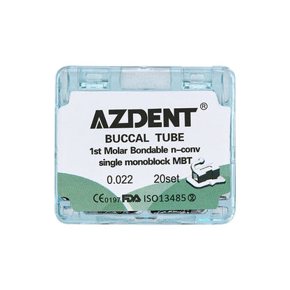 AZDENT Dental Orthodontic Buccal Tube 1st Molar Bondable Monoblock Non-convertible MBT 0.022 20Sets/Box - azdentall.com