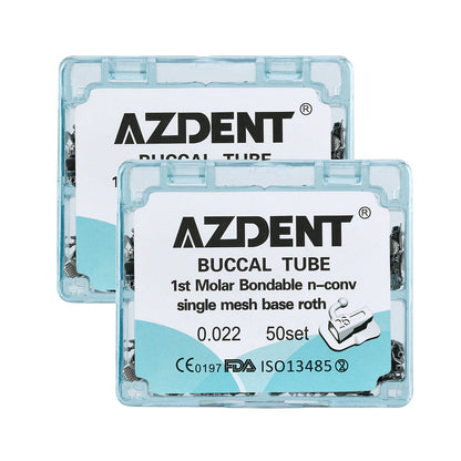 2 Boxes AZDENT Buccal Tube 1st Molar Bondable Split Non-Convertible Roth 0.022 (UR UL LL LR) -azdentall.com