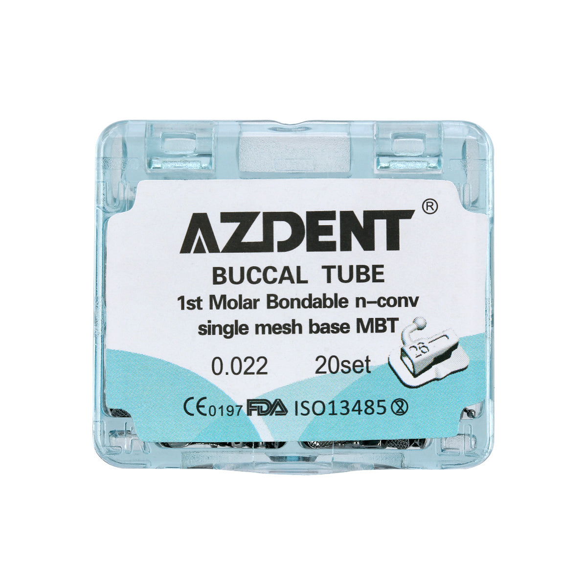 AZDENT Dental Orthodontic Buccal Tube 1st Molar Bondable Split Non-Convertible MBT 0.022 20Sets/Box - azdentall.com