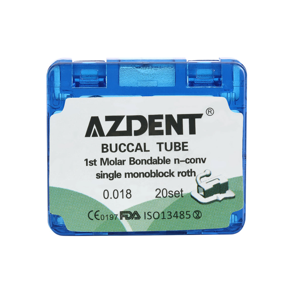 AZDENT Dental Orthodontic Buccal Tube 1st Molar Bondable MIM Monoblock Non-convertible Roth 0.018 20Sets/Box - azdentall.com