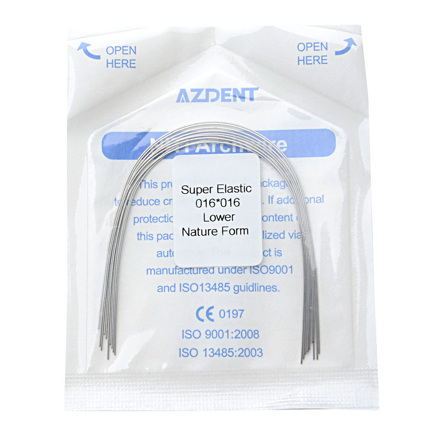 AZDENT Dental Orthodontic Archwires Niti Super Elastic Natural Rectangular 0.016x0.016 Lower 10pcs/Pack - azdentall.com