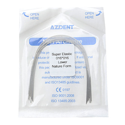 AZDENT Dental Orthodontic Archwires Niti Super Elastic Natural Rectangular 0.016x0.016 Lower 10pcs/Pack - azdentall.com