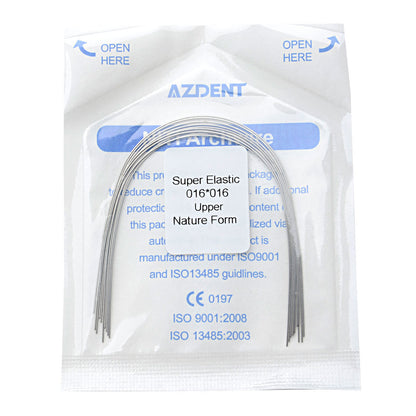 AZDENT Dental Orthodontic Archwires Niti Super Elastic Natural Rectangular 0.016x0.016 Upper 10pcs/Pack - azdentall.com