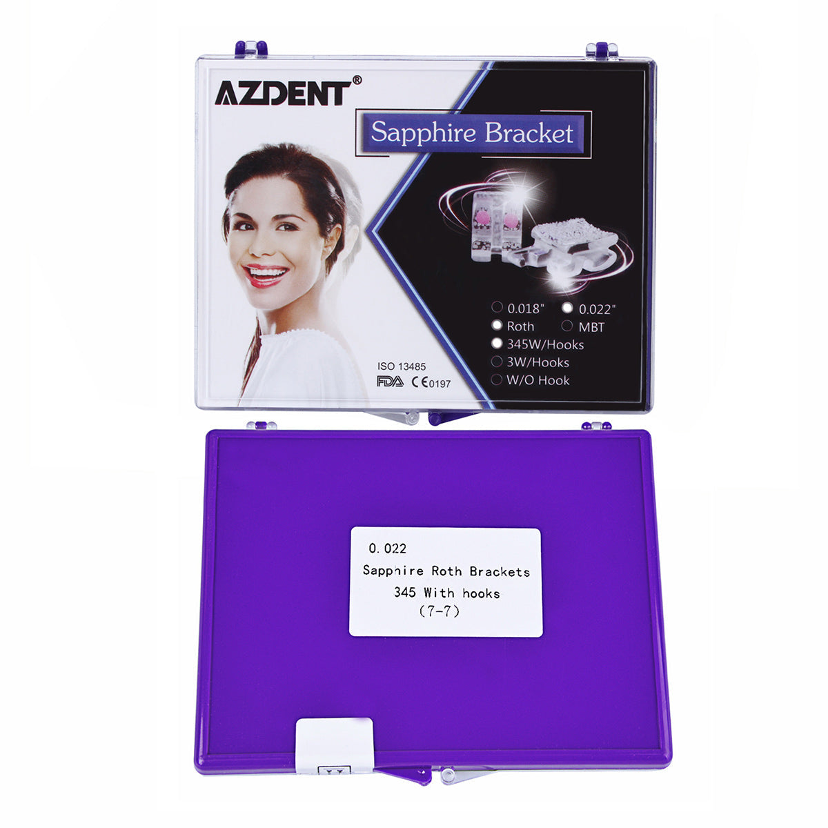 AZDENT Dental Orthodontic Ceramic Bracket Positioning Monocrystalline Sapphire Buccal Tube Mini Roth/MBT 0.022 345Hooks 28pcs/Kit - azdentall.com