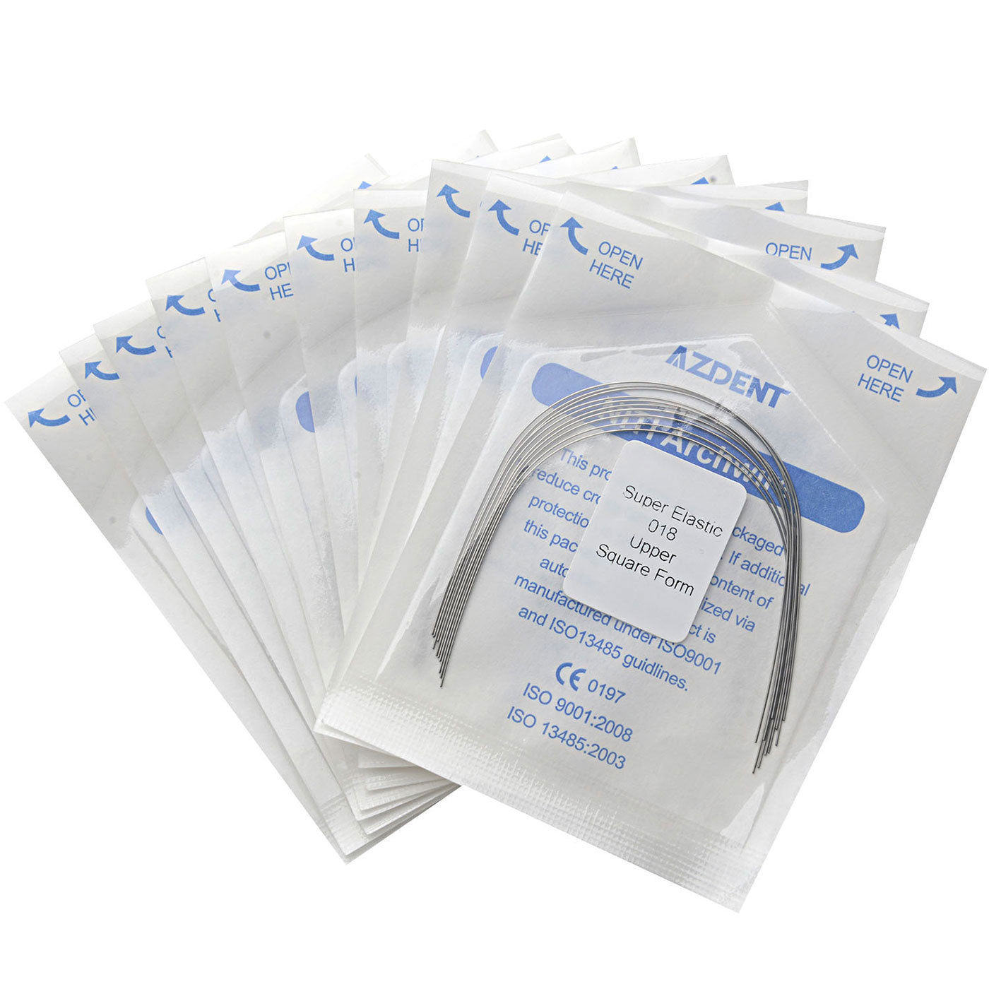 10 Bags AZDENT Dental Orthodontic Archwires NiTi Super Elastic Square Round 0.018 Upper 10pcs/Pack - azdentall.com