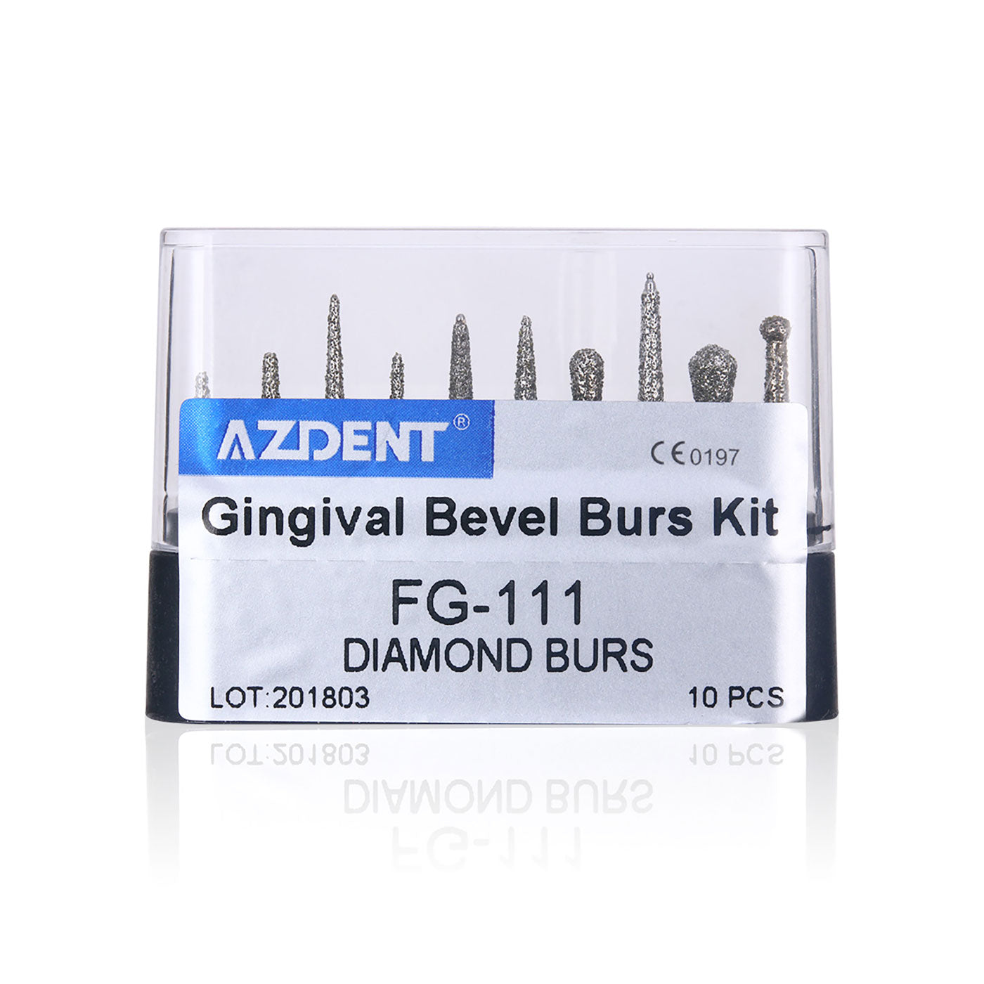 AZDENT Dental Diamond Bur FG-111 Gingival Bevel Burs Kit 10pcs/Kit-azdentall.com