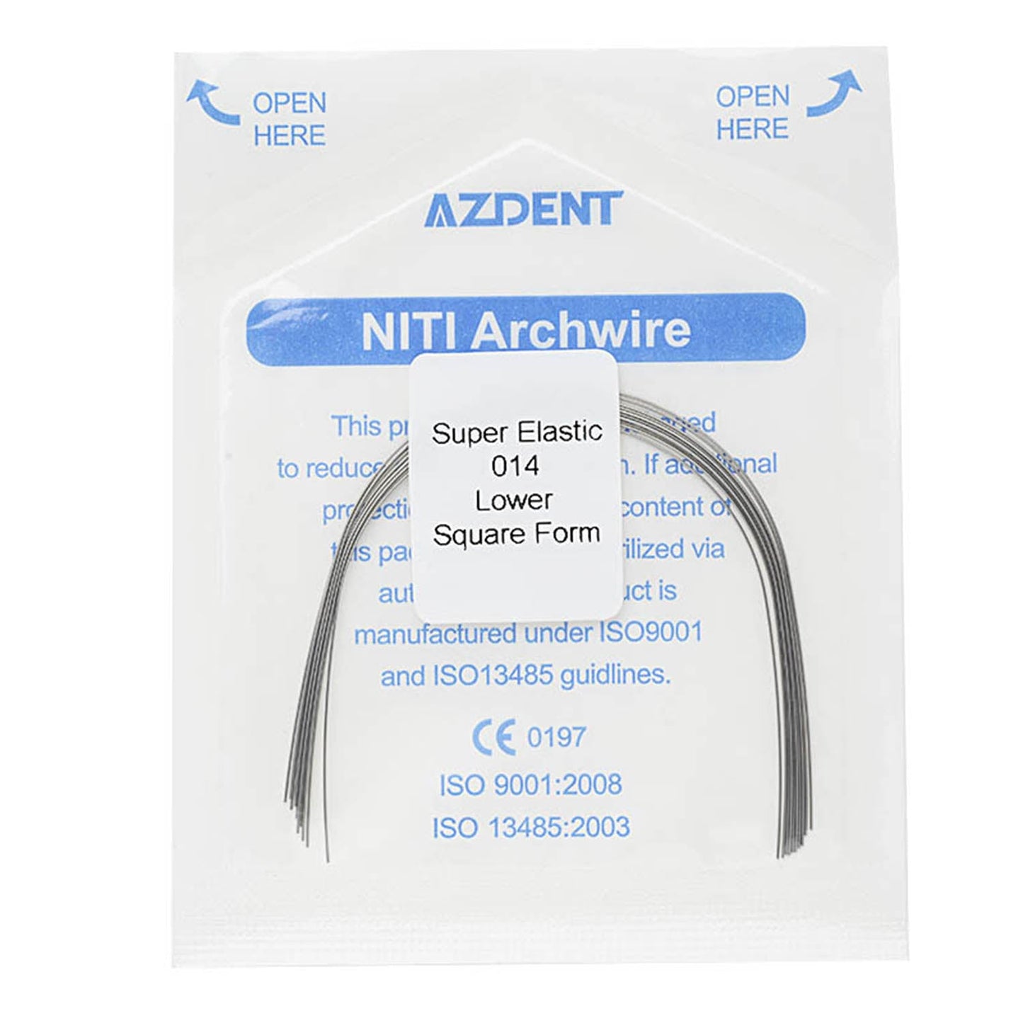 AZDENT Dental Orthodontic Archwires NiTi Super Elastic Square Round 0.014 Lower 10pcs/Pack - azdentall.com