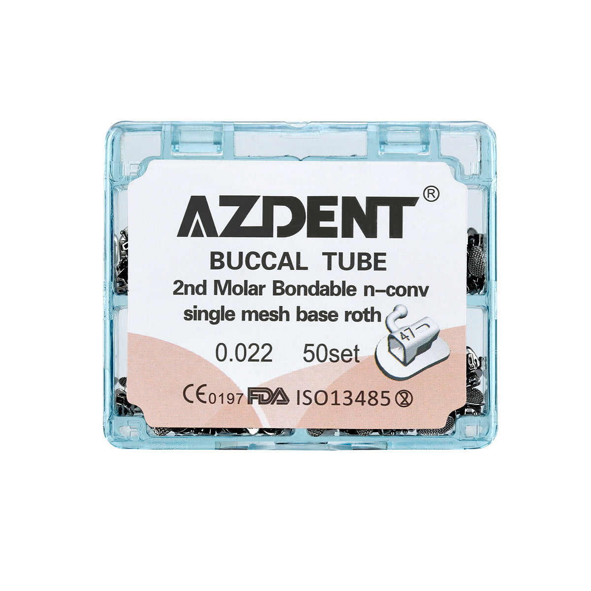 AZDENT Dental Orthodontic Buccal Tube 2nd Molar Bondable Split Non-Convertible Roth 0.022 50Sets/Box - azdentall.com