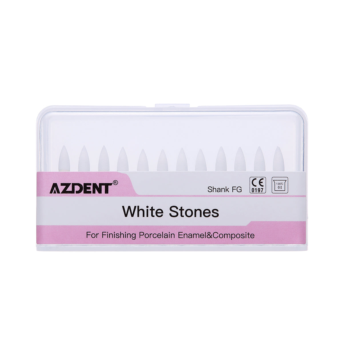 AZDENT Dental Polishing FG Burs Flame Shape White Stone 12pcs/Kit-azdentall.com