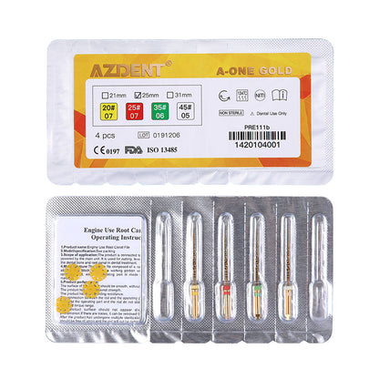 AZDENT Dental Niti Rotary Engine Files Reciprocating Root Canal 25mm 4Pcs/Pack-azdentall.com