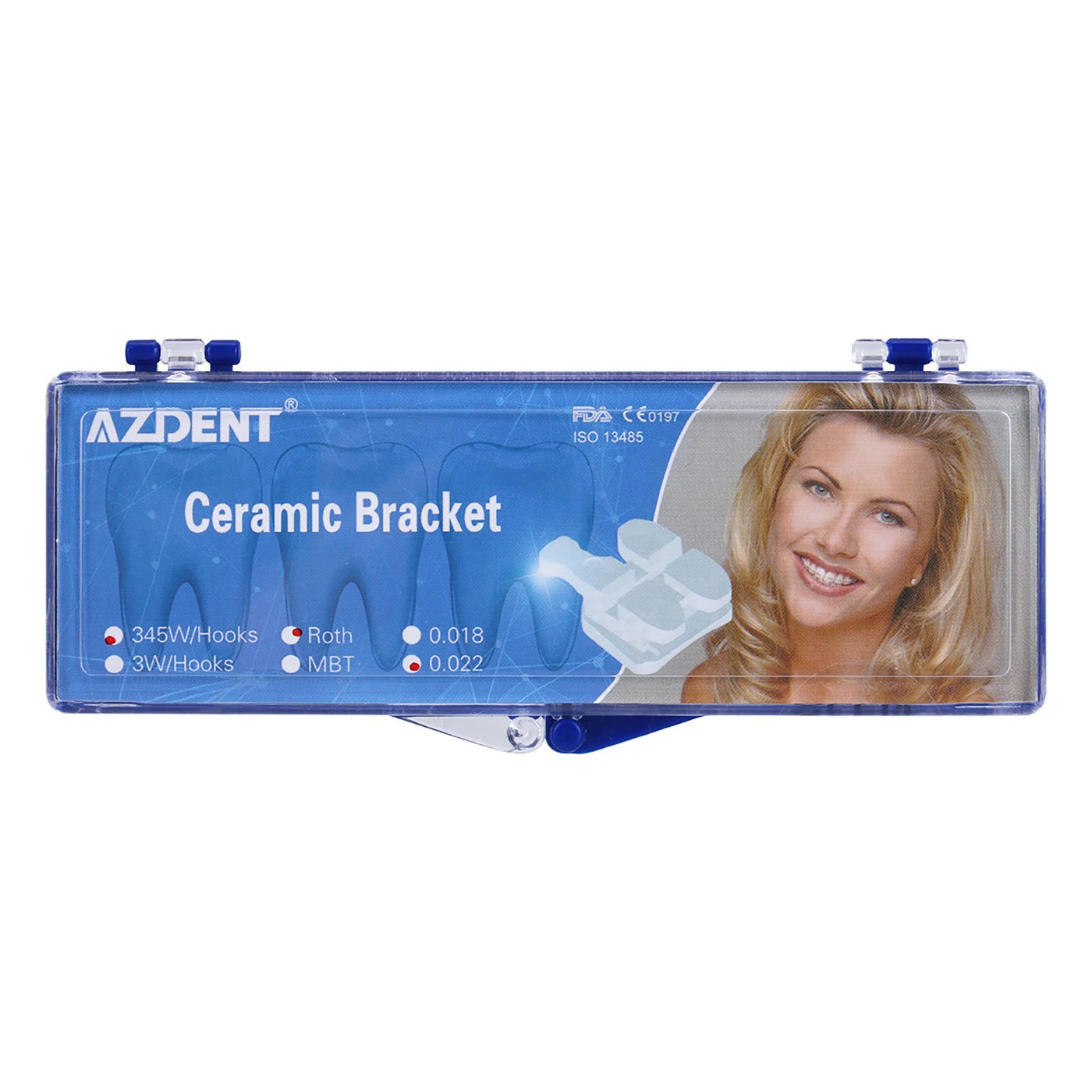 AZDENT Dental Orthodontic Ceramic Brackets Mesh Base Roth .022 345Hooks 20pcs/Box - azdentall.com