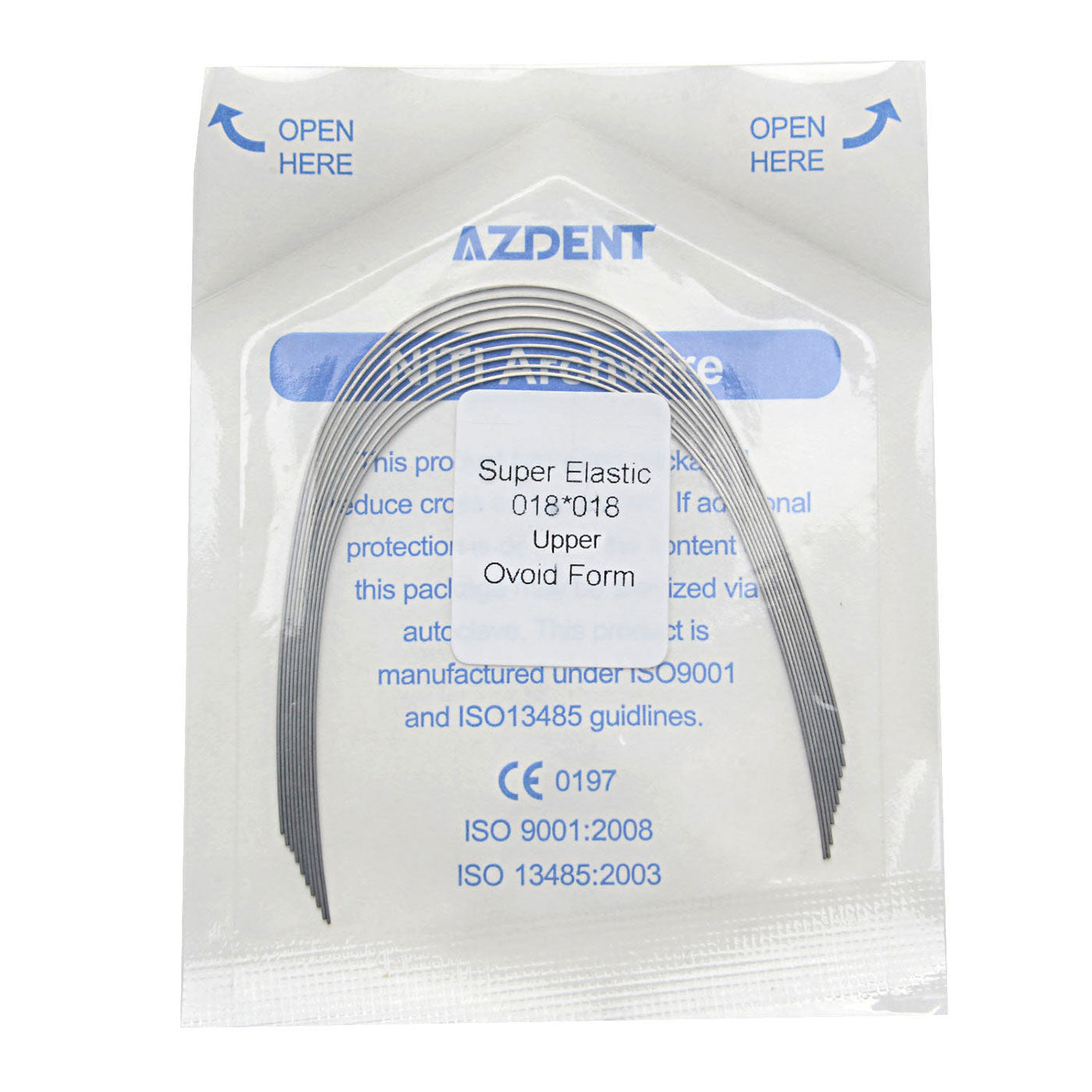 AZDENT Dental Orthodontic Archwires Niti Super Elastic Ovoid Rectangular 0.018x0.018 Upper 10pcs/Pack - azdentall.com