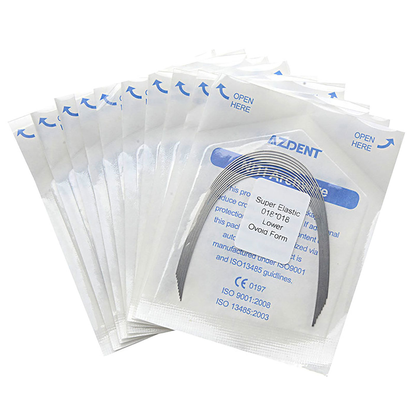 10 Bags AZDENT Dental Orthodontic Archwires Niti Super Elastic Ovoid Rectangular 0.018x0.018 Lower 10pcs/Pack - azdentall.com