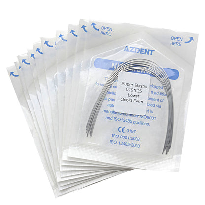 10 Bags AZDENT Dental Orthodontic Archwires Niti Super Elastic Ovoid Rectangular 0.019x0.025 Lower 10pcs/Pack - azdentall.com