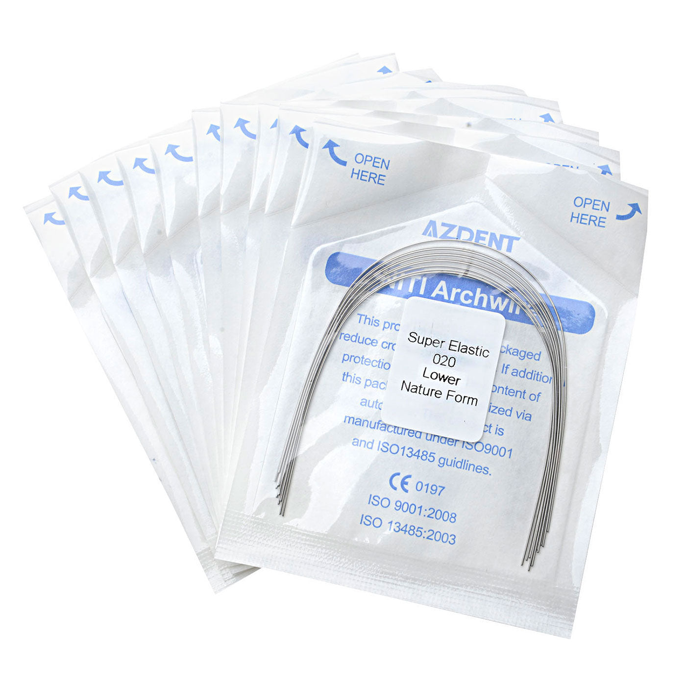 10 Bags AZDENT Dental Orthodontic Archwires Niti Super Elastic Natural Round 0.020 Lower 10pcs/Pack - azdentall.com