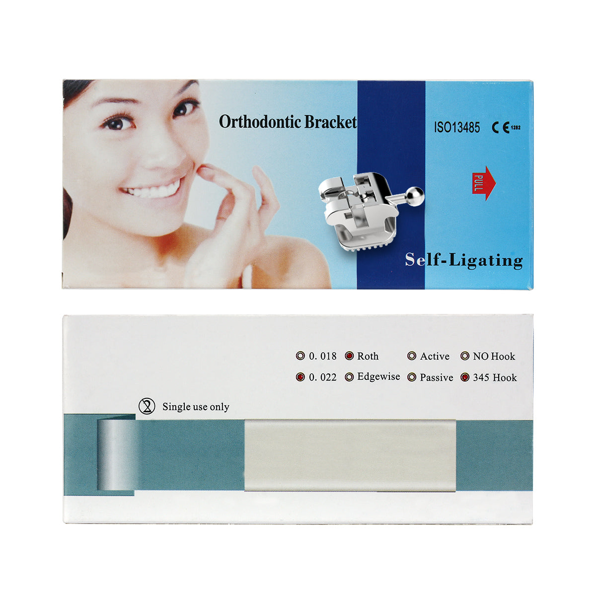 Dental Metal Self-Ligating Brackets Passive Roth. 022 Hooks On 345 With Buccal Tube 24pcs/Box - azdentall.com