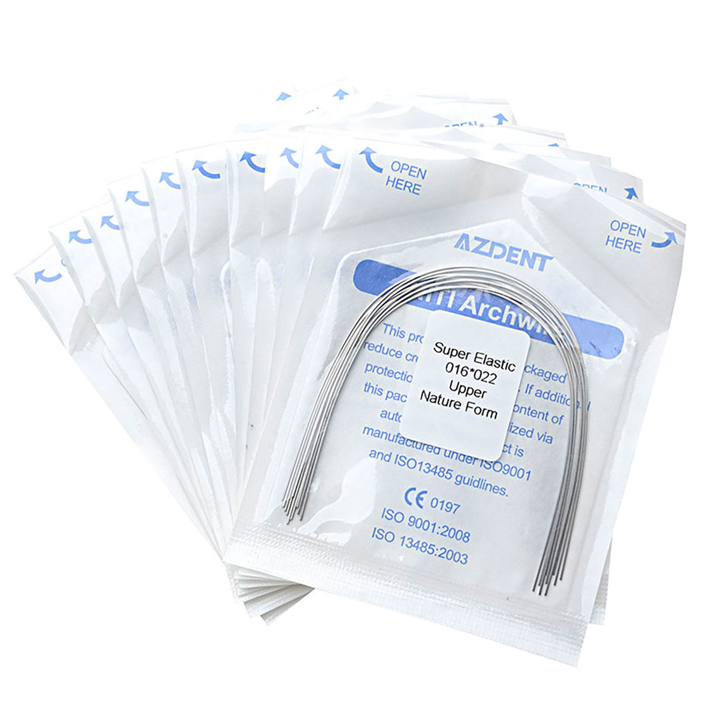 10 Bags AZDENT Dental Orthodontic Archwires Niti Super Elastic Natural Rectangular 0.016x0.022 Upper 10pcs/Pack - azdentall.com