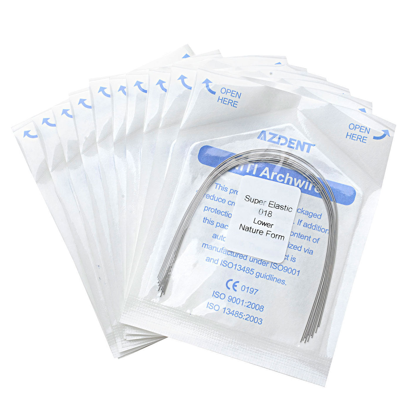 10 Bags AZDENT Dental Orthodontic Archwires Niti Super Elastic Natural Round 0.018 Lower 10pcs/Pack - azdentall.com