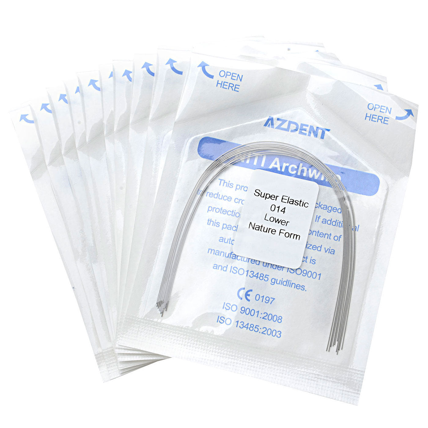 10 Bags AZDENT Dental Orthodontic Archwires Niti Super Elastic Natural Round 0.014 Lower 10pcs/Pack - azdentall.com