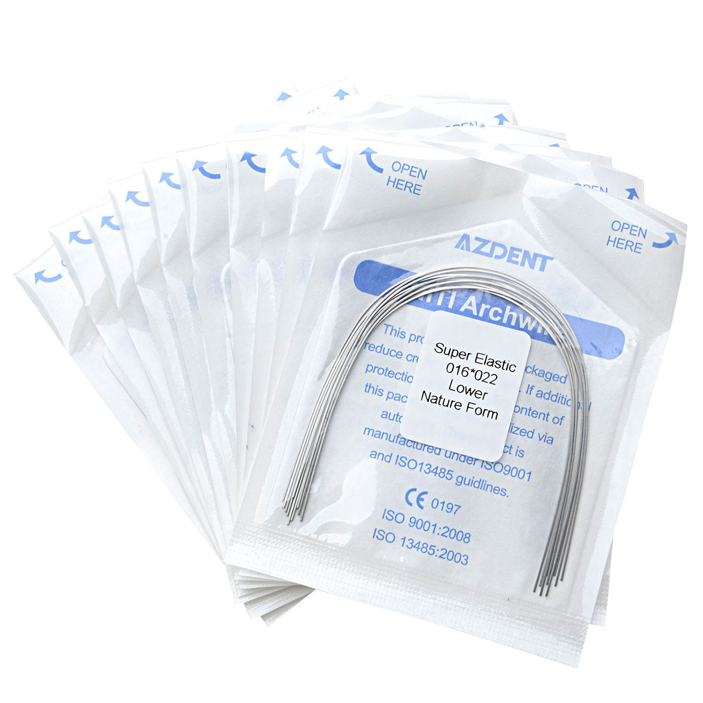 10 Bags AZDENT Dental Orthodontic Archwires Niti Super Elastic Natural Rectangular 0.016x0.022 Lower 10pcs/Pack - azdentall.com