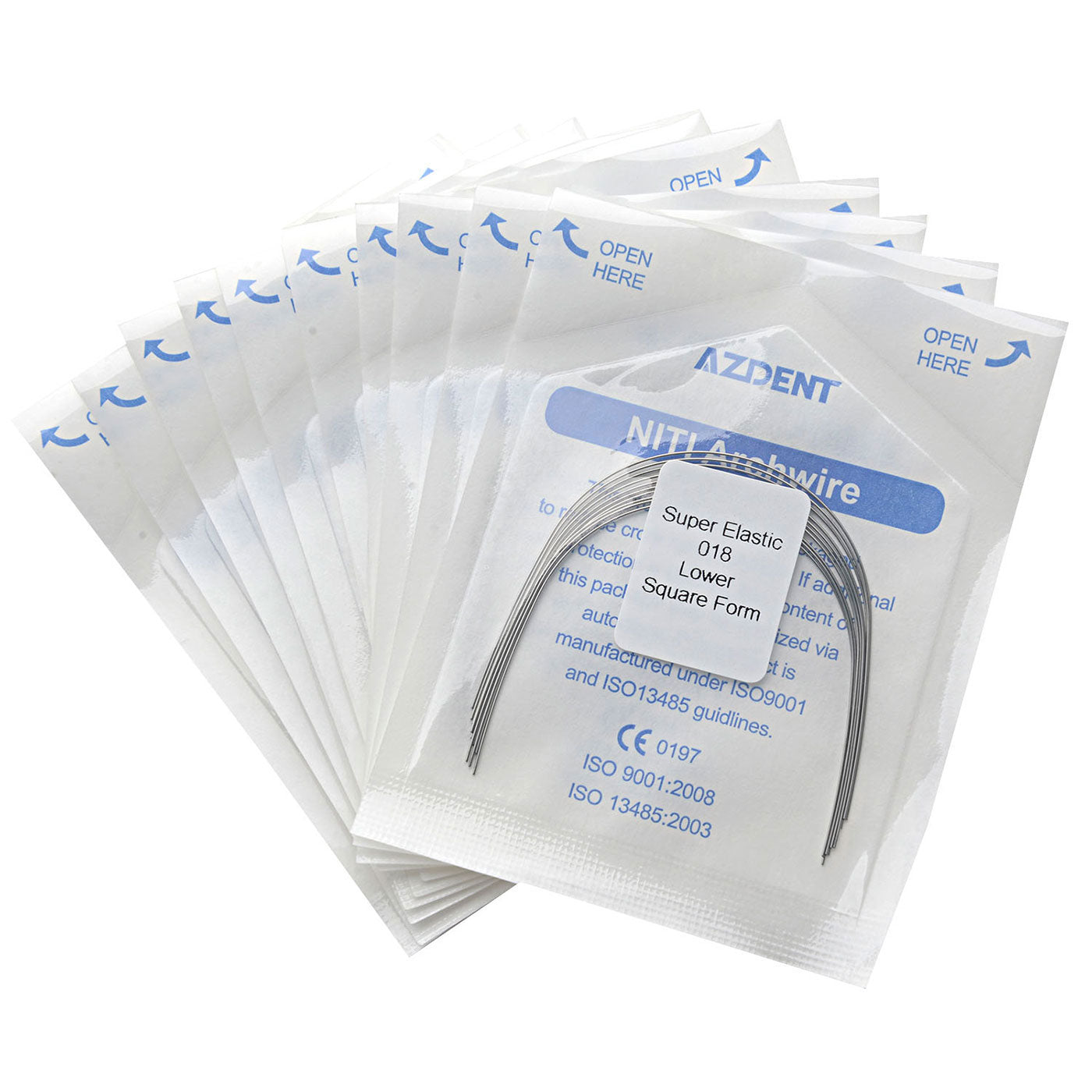 10 Bags AZDENT Dental Orthodontic Archwires NiTi Super Elastic Square Round 0.018 Lower 10pcs/Pack - azdentall.com