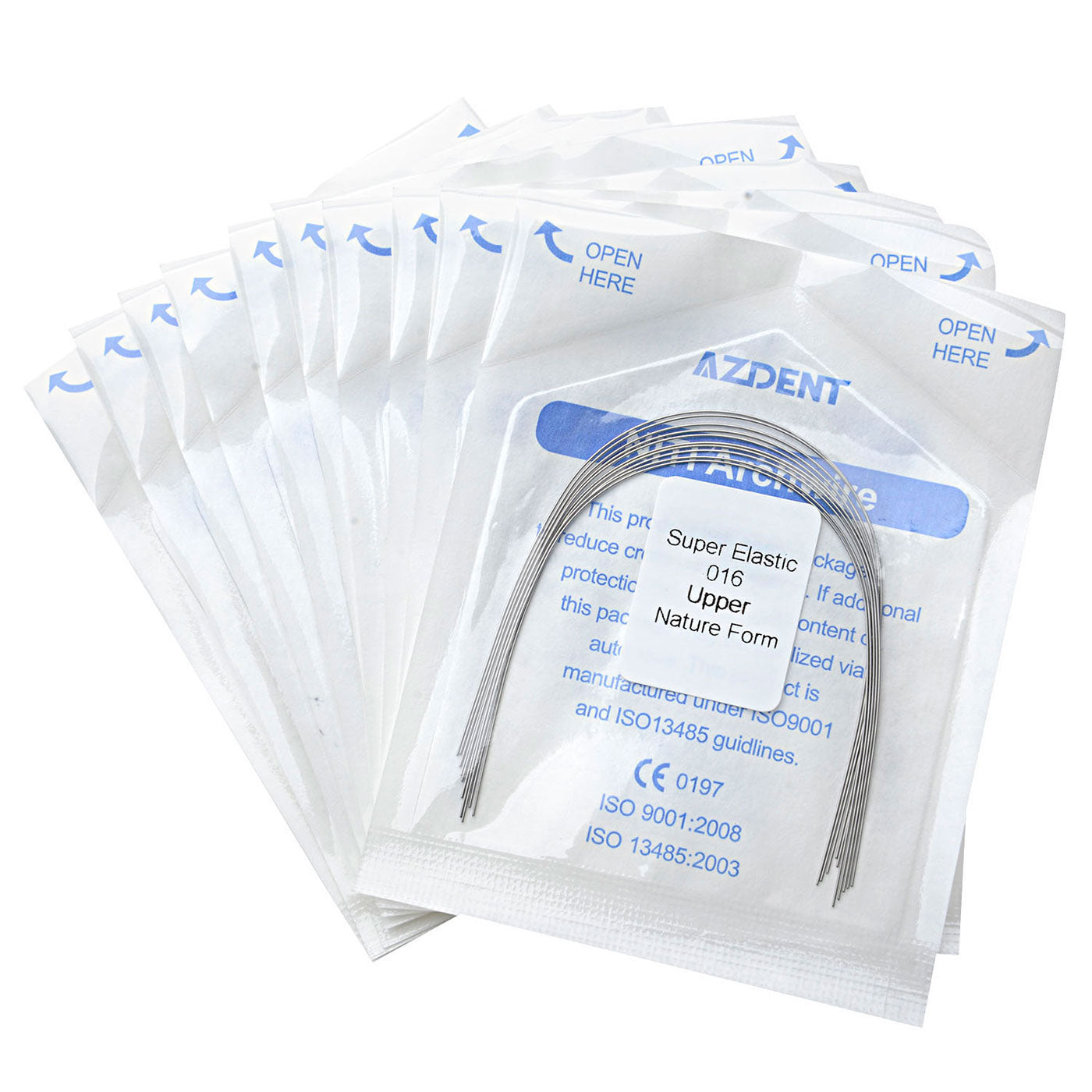 10 Bags AZDENT Dental Orthodontic Archwires Niti Super Elastic Natural Round 0.016 Upper 10pcs/Pack - azdentall.com