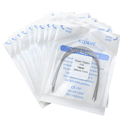 10 Bags AZDENT Dental Orthodontic Archwires Niti Super Elastic Natural Round 0.016 Upper 10pcs/Pack - azdentall.com