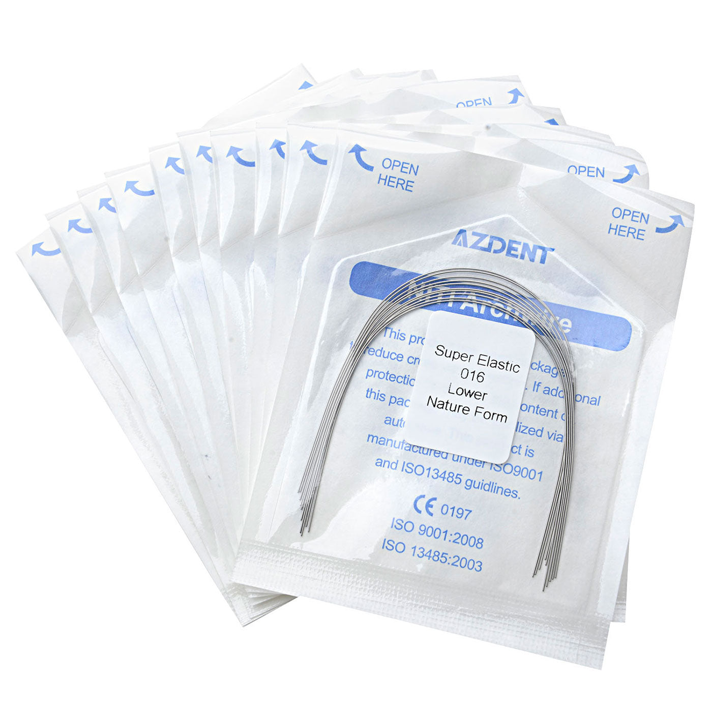 10 Bags AZDENT Dental Orthodontic Archwires Niti Super Elastic Natural Round 0.016 Lower 10pcs/Pack - azdentall.com