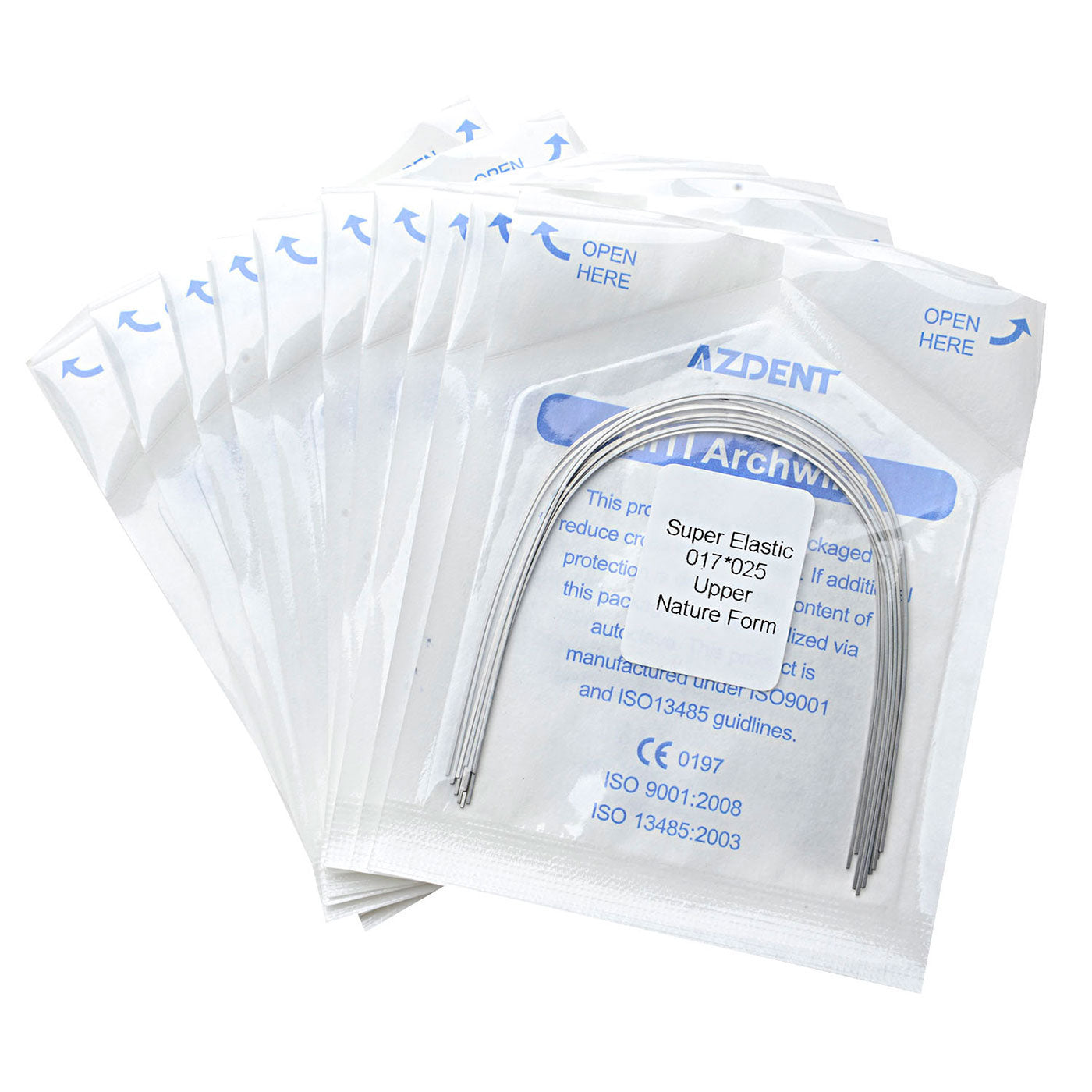 10 Bags AZDENT Dental Orthodontic Archwires Niti Super Elastic Natural Rectangular 0.017x0.025 Upper 10pcs/Pack - azdentall.com