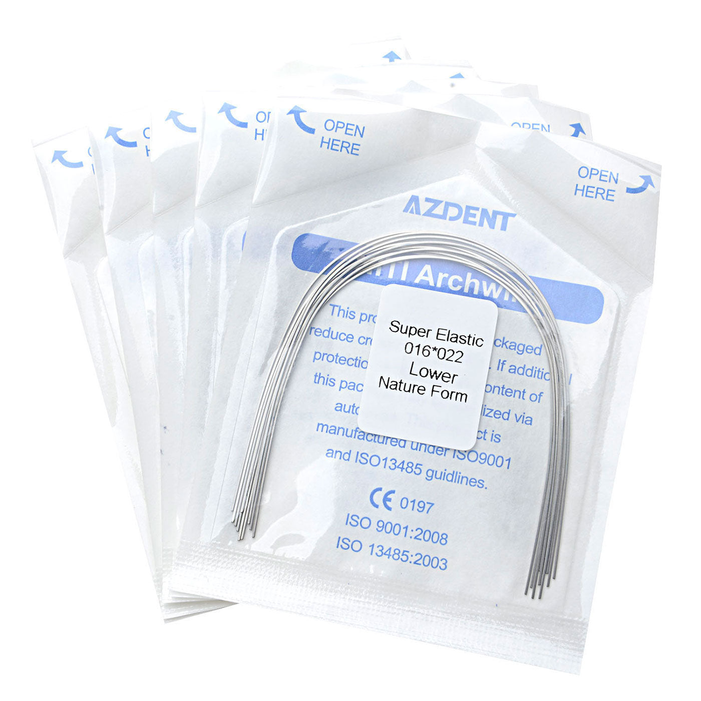 5 Bags AZDENT Dental Orthodontic Archwires Niti Super Elastic Natural Rectangular 0.016x0.022 Lower 10pcs/Pack - azdentall.com