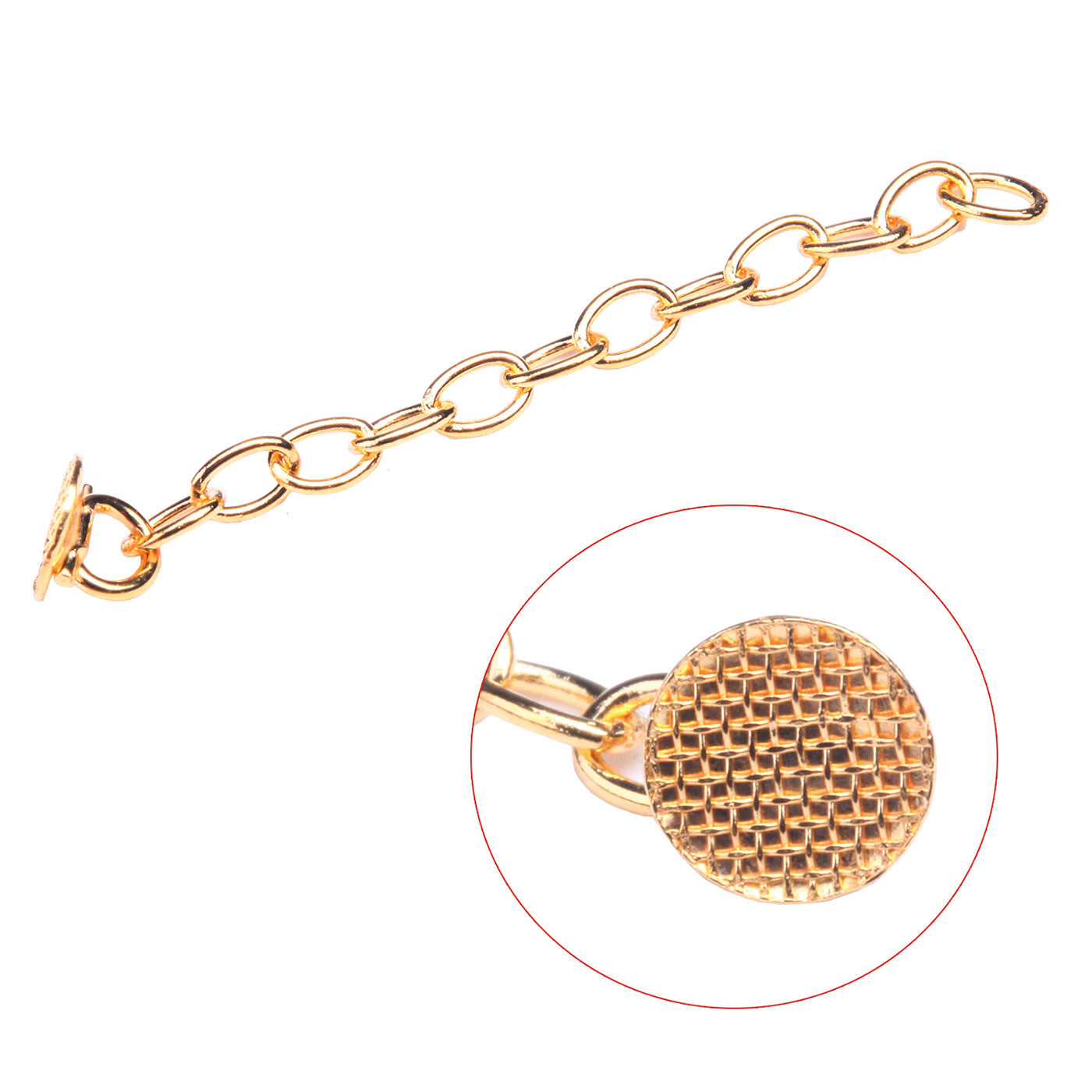 AZDENT Dental Traction Chain Gold Plated Round Buttons with Chain 10pcs/Bag - azdentall.com