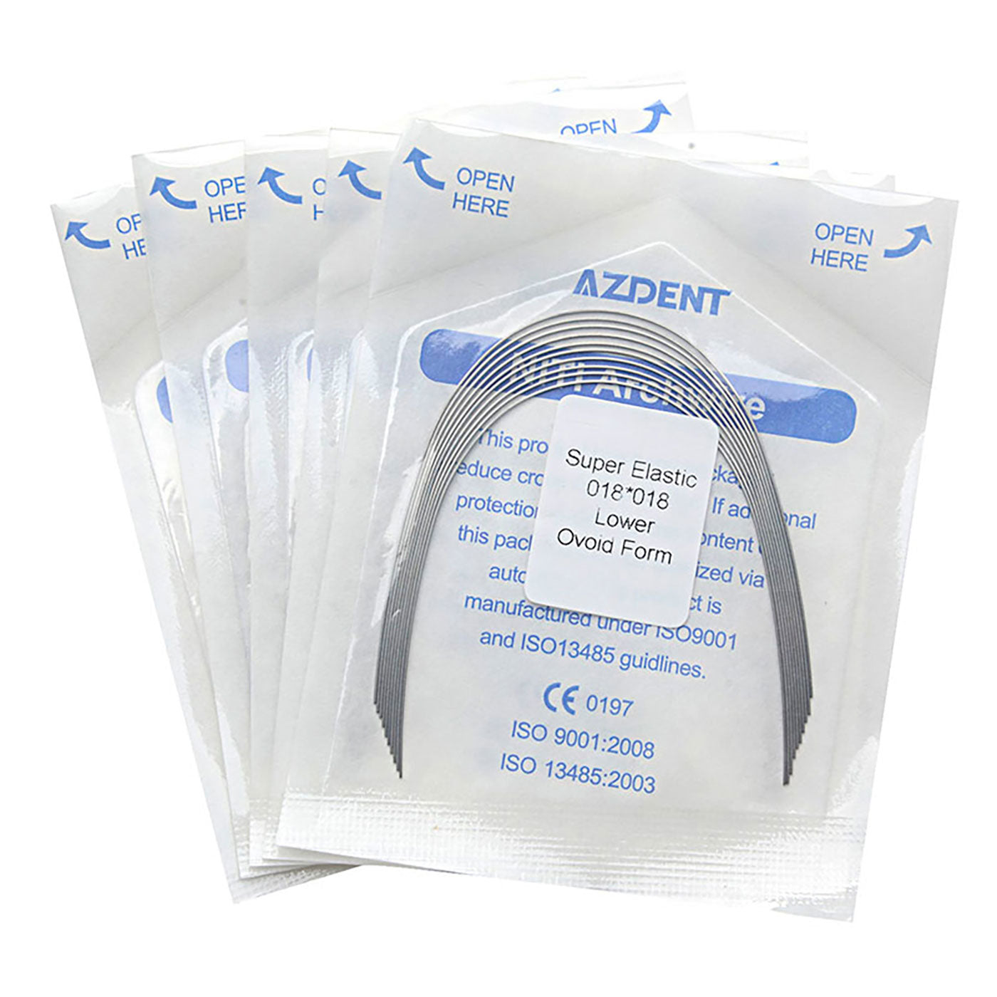 5 Bags AZDENT Dental Orthodontic Archwires Niti Super Elastic Ovoid Rectangular 0.018x0.018 Lower 10pcs/Pack - azdentall.com