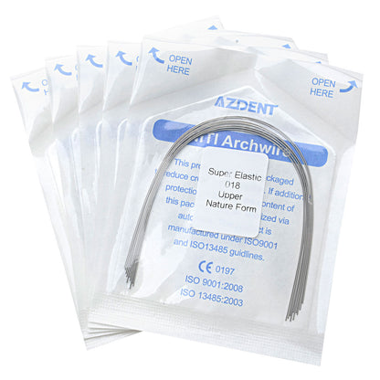 5 Bags AZDENT Dental Orthodontic Archwires Niti Super Elastic Natural Round 0.018 Upper 10pcs/Pack - azdentall.com