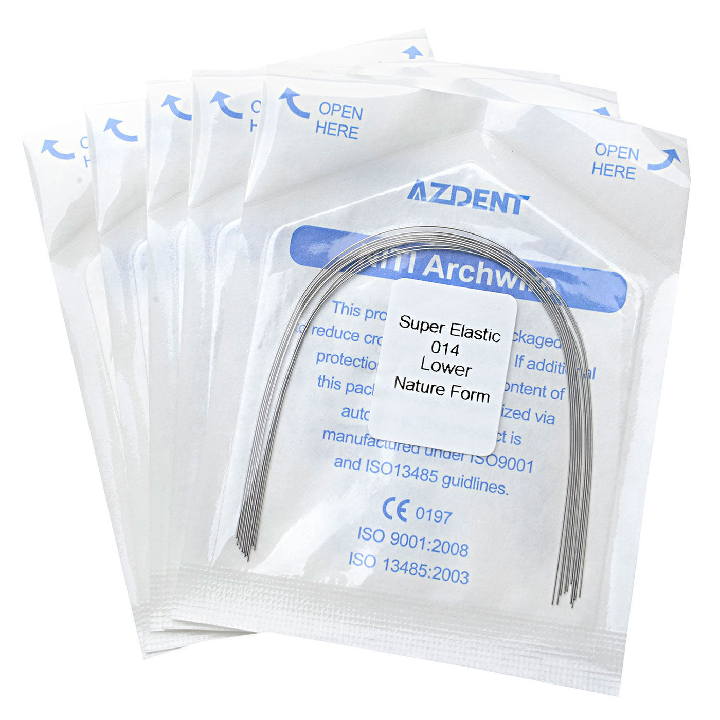 5 Bags AZDENT Dental Orthodontic Archwires Niti Super Elastic Natural Round 0.014 Lower 10pcs/Pack - azdentall.com