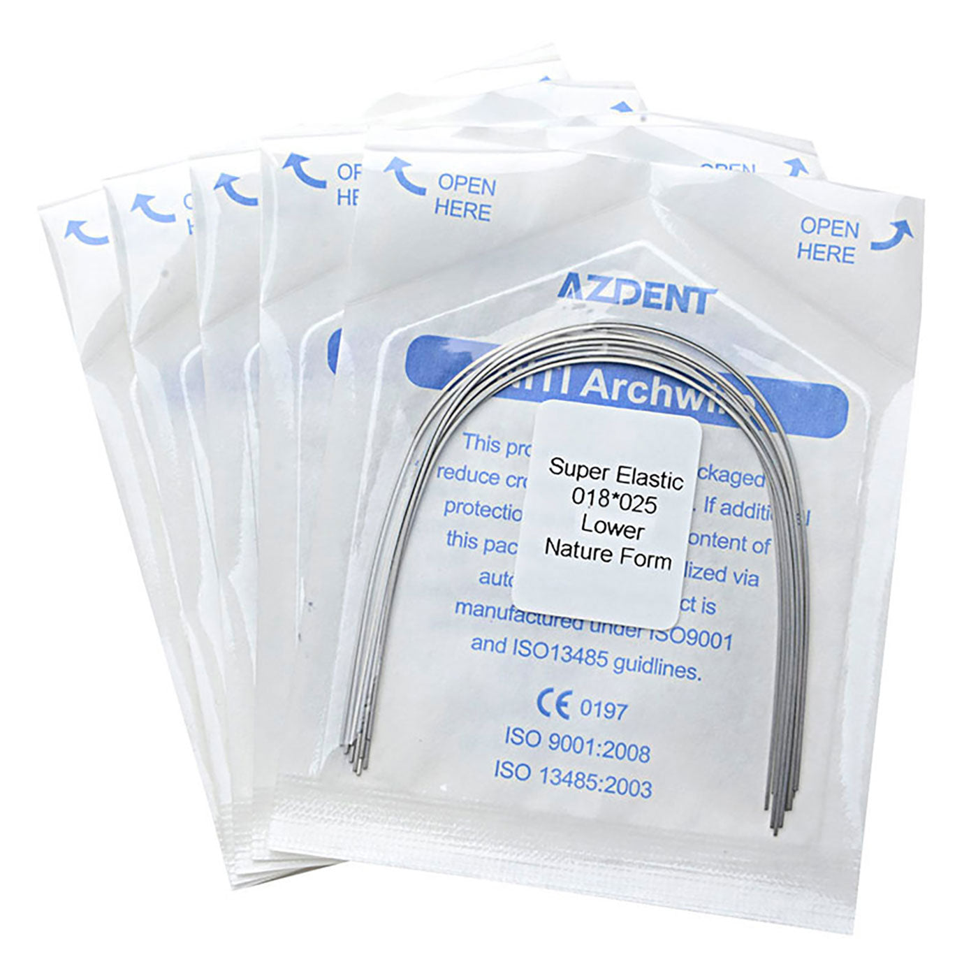 5 Bags AZDENT Dental Orthodontic Archwires Niti Super Elastic Natural Rectangular 0.018x0.025 Lower 10pcs/Pack - azdentall.com