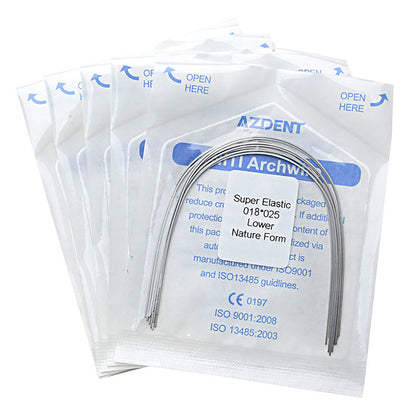 5 Bags AZDENT Dental Orthodontic Archwires Niti Super Elastic Natural Rectangular 0.018x0.025 Lower 10pcs/Pack - azdentall.com