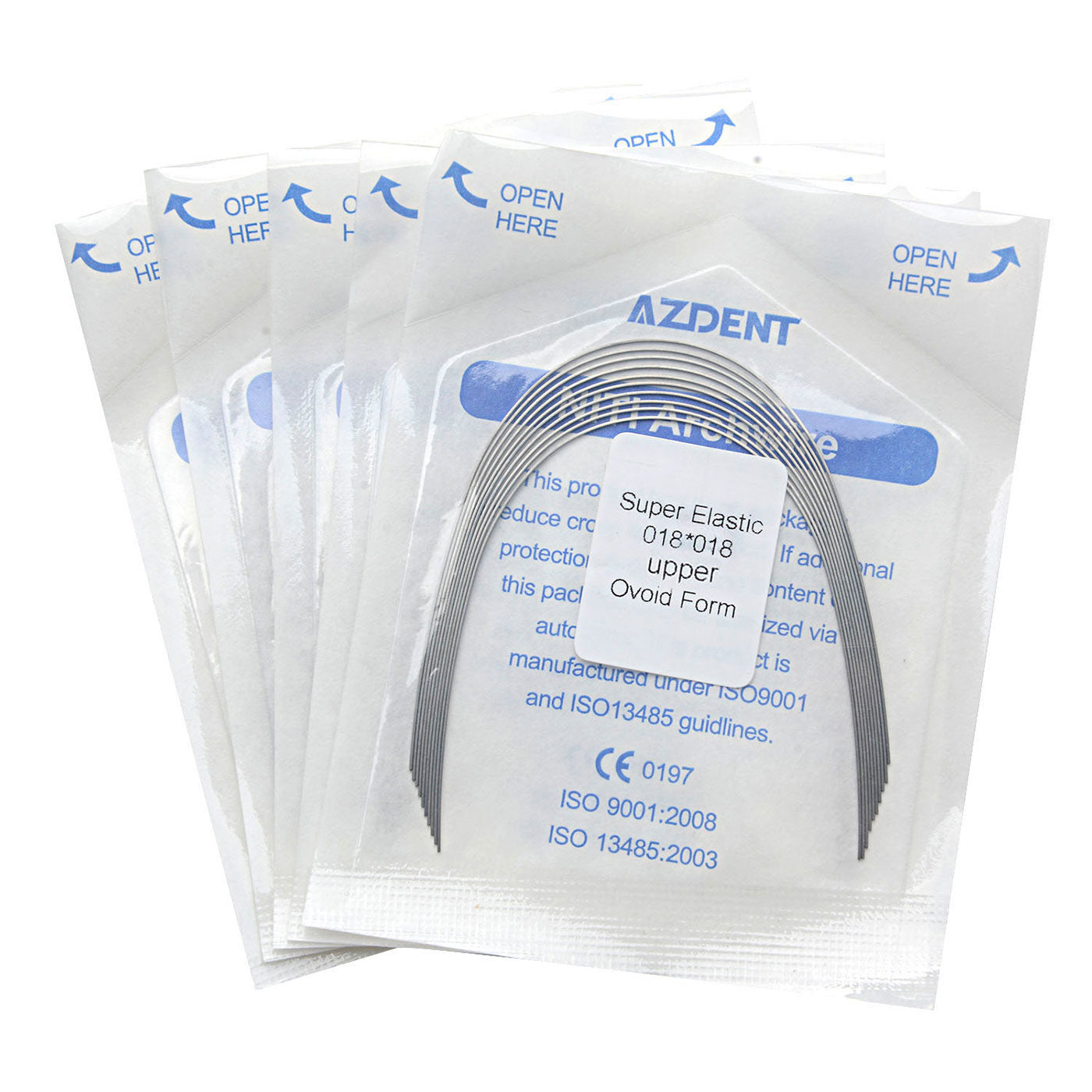 5 Bags AZDENT Dental Orthodontic Archwires Niti Super Elastic Ovoid Rectangular 0.018x0.018 Upper 10pcs/Pack - azdentall.com