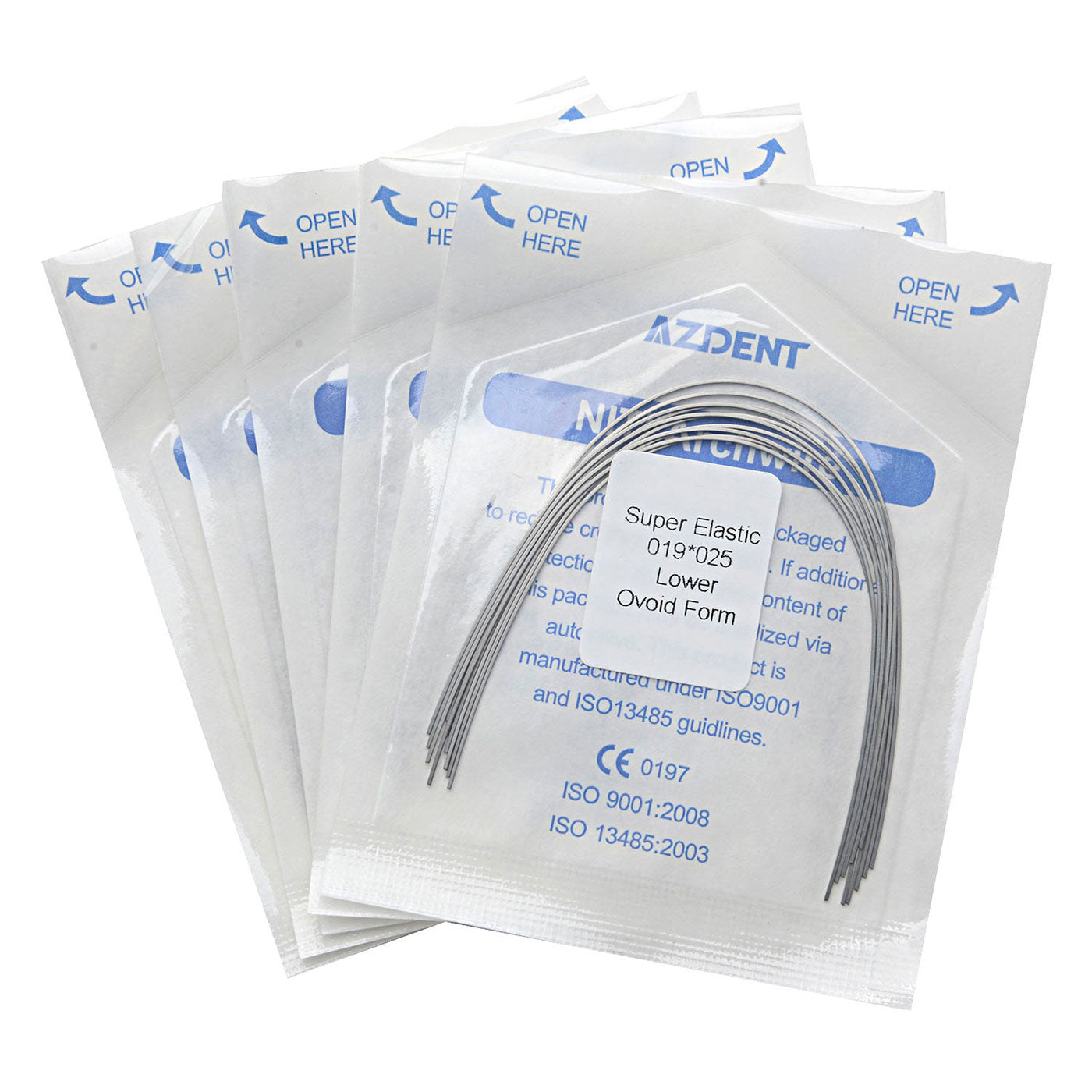 5 Bags AZDENT Dental Orthodontic Archwires Niti Super Elastic Ovoid Rectangular 0.019x0.025 Lower 10pcs/Pack - azdentall.com