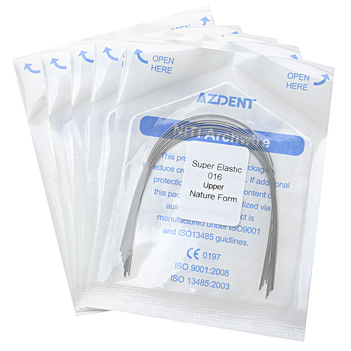 5 Bags AZDENT Dental Orthodontic Archwires Niti Super Elastic Natural Round 0.016 Upper 10pcs/Pack - azdentall.com