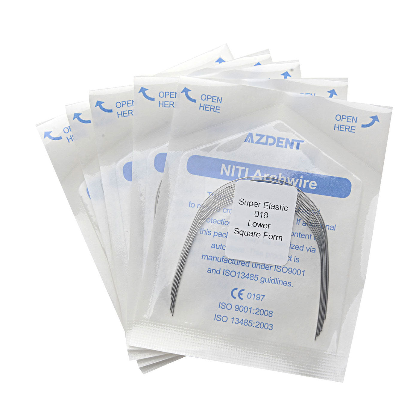 5 Bags AZDENT Dental Orthodontic Archwires NiTi Super Elastic Square Round 0.018 Lower 10pcs/Pack - azdentall.com