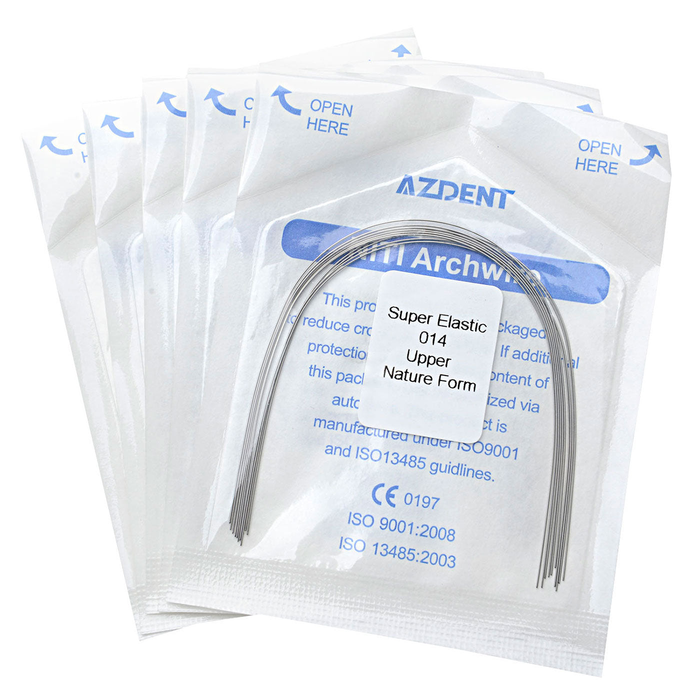 5 Bags AZDENT Dental Orthodontic Archwires Niti Super Elastic Natural Round 0.014 Upper 10pcs/Pack - azdentall.com