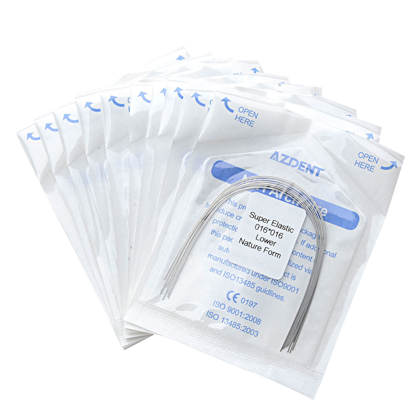 10 Bags AZDENT Dental Orthodontic Archwires Niti Super Elastic Natural Rectangular 0.016x0.016 Lower 10pcs/Pack - azdentall.com