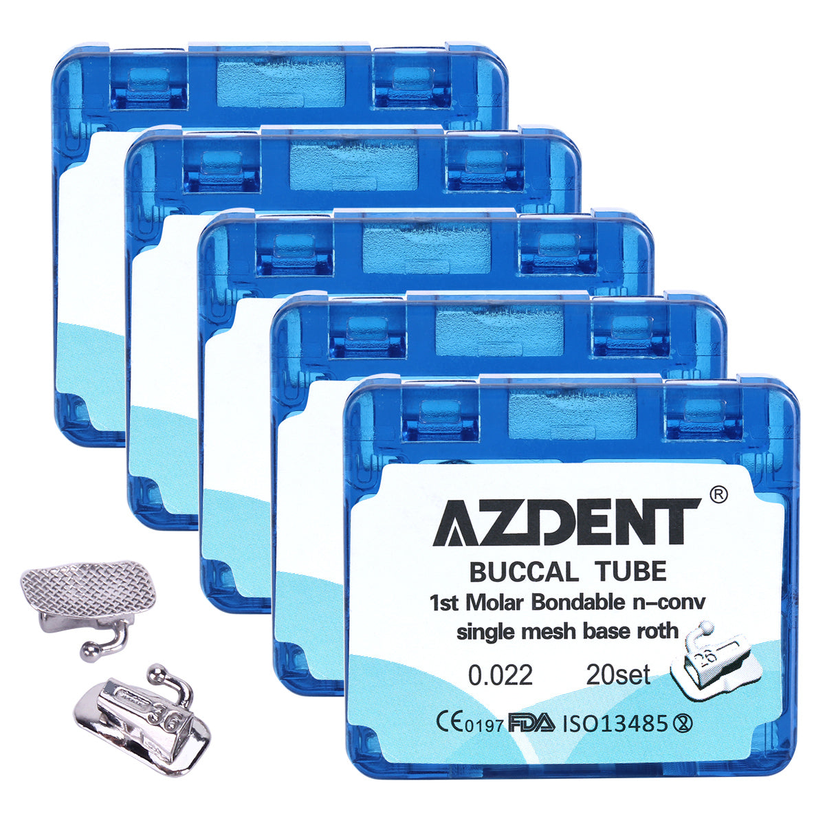 5 Boxes AZDENT Dental Orthodontic Buccal Tube 1st Molar Bondable Split Non-Convertible Roth 0.022 20Sets/Box - azdentall.com