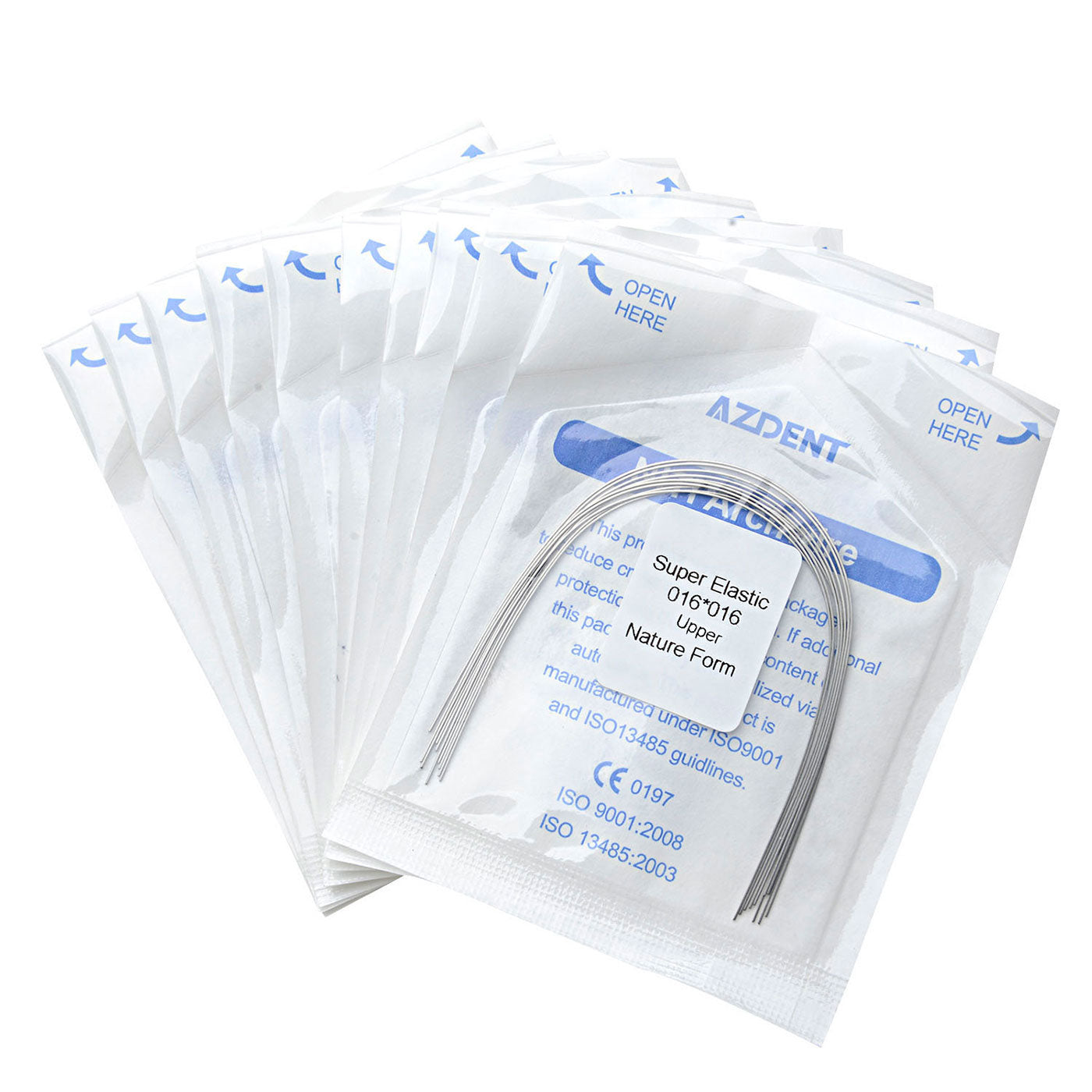 10 Bags AZDENT Dental Orthodontic Archwires Niti Super Elastic Natural Rectangular 0.016x0.016 Upper 10pcs/Pack - azdentall.com