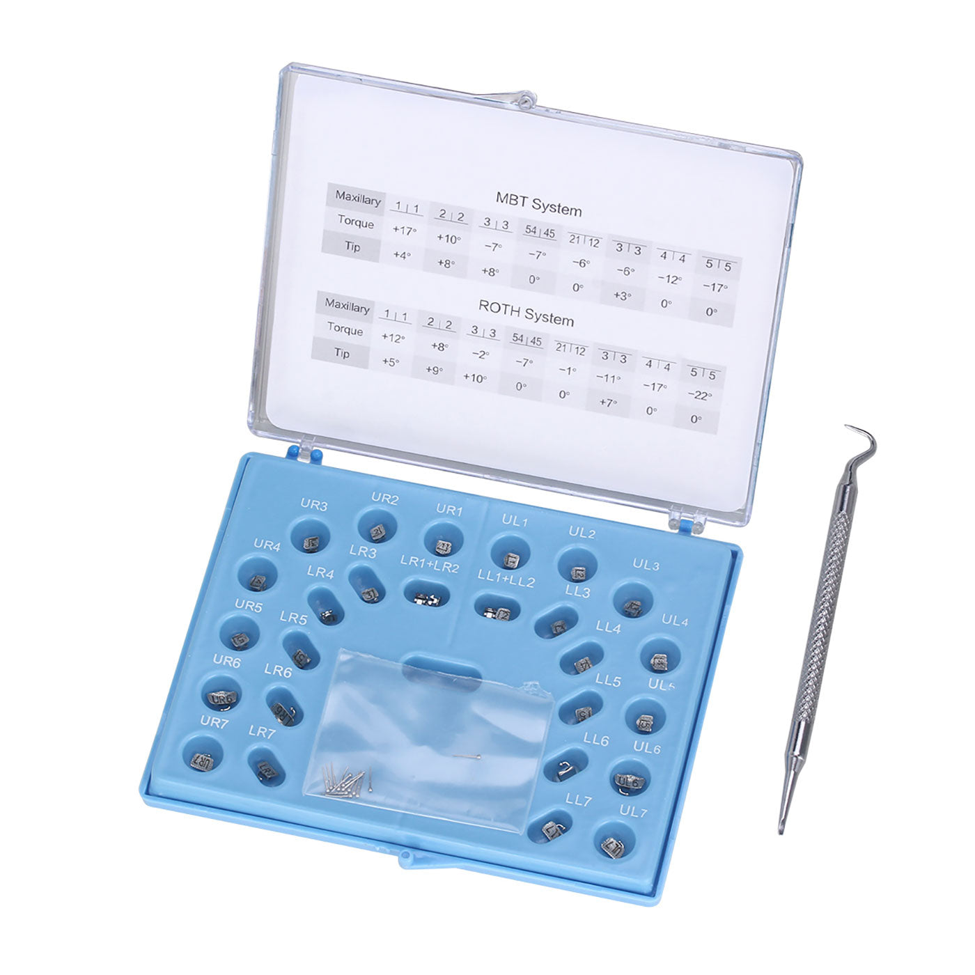 AZDENT Dental Self-Ligating Metal Brackets Roth/MBT .022 Hooks on 345 with Tools 28pcs/Box - azdentall.com