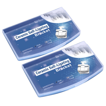 2 Boxes AZDENT Dental Orthodontic Self-ligating Ceramic Bracket Braces Roth .022 345Hooks 20pcs/Box - azdentall.com