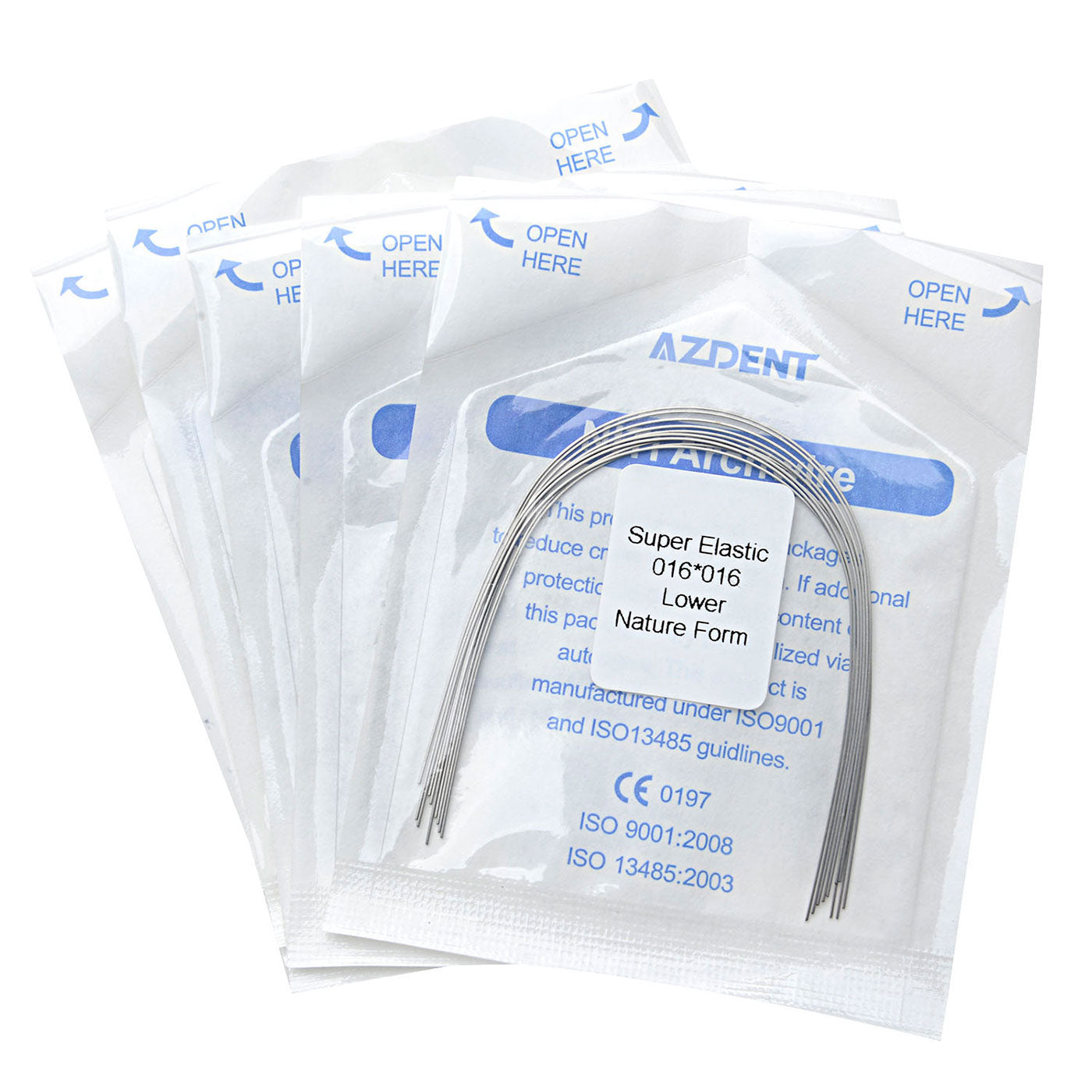 5 Bags AZDENT Dental Orthodontic Archwires Niti Super Elastic Natural Rectangular 0.016x0.016 Lower 10pcs/Pack - azdentall.com