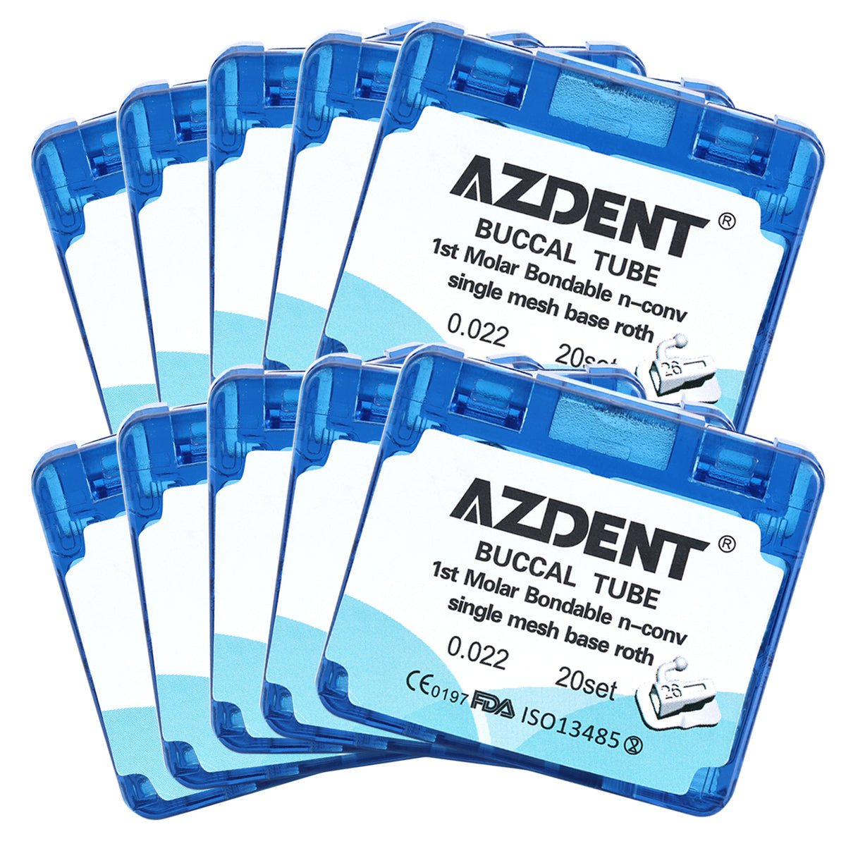 10 Boxes AZDENT Dental Orthodontic Buccal Tube 1st Molar Bondable Split Non-Convertible Roth 0.022 20Sets/Box - azdentall.com