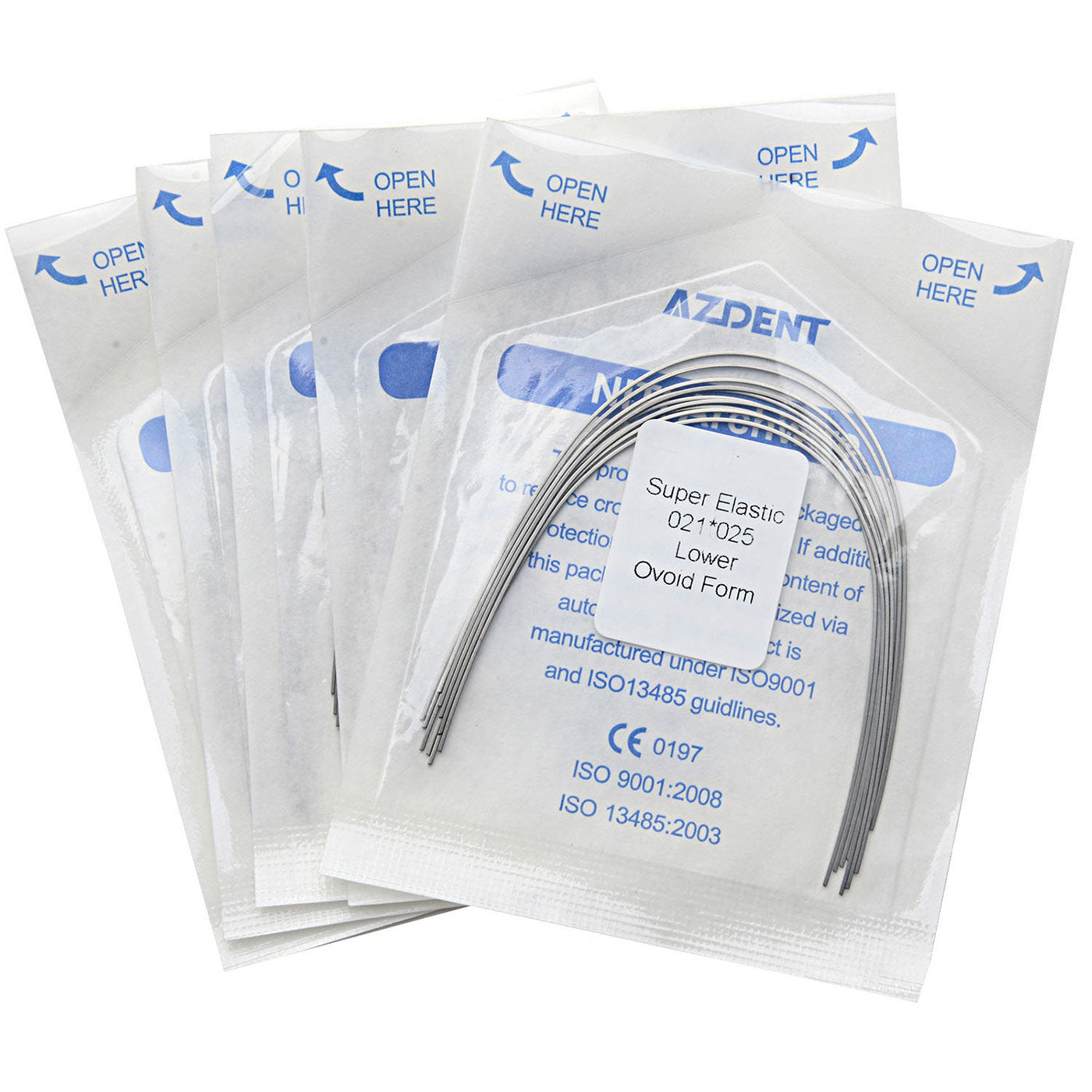 5 Bags AZDENT Dental Orthodontic Archwires Niti Super Elastic Ovoid Rectangular 0.021x0.025 Lower 10pcs/Pack - azdentall.com