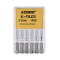 AZDENT Dental Hand K-Files Stainless Steel 21mm #15-80 6p/Pk 9 Color-azdentall.com